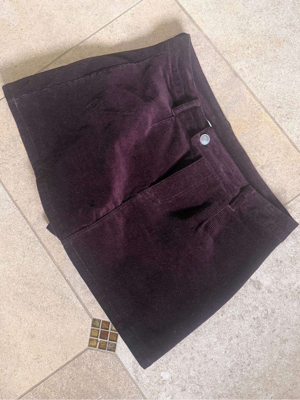 Altar'd State Plum Corduroy Mini Skort - Picture 2 of 6
